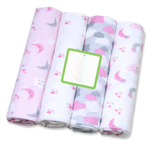 Load image into Gallery viewer, 4Pcs/Lot Muslin 100% Cotton Baby Bed Sheet Baby Swaddles Soft Newborns Blankets Blankets Muslin Diapers Swaddle Bed Wrap Sheet